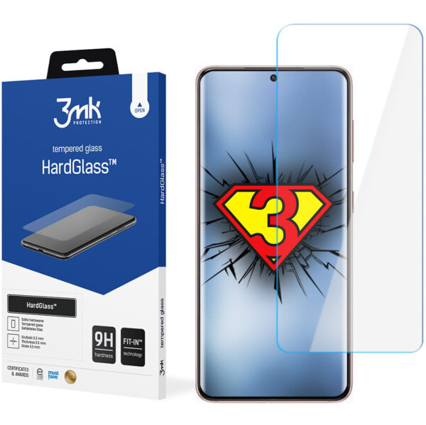 Front Cover Clear Screen Protector 3MK HardGlass for Samsung Galaxy S21 FE 5G G990, Transparent