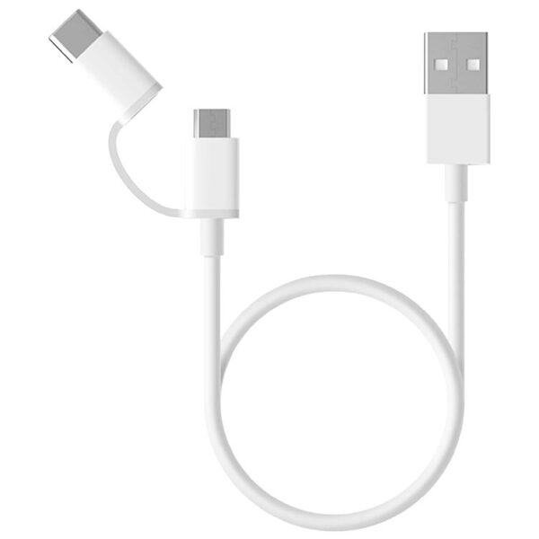 USB-A to microUSB / USB-C Cable Xiaomi Mi, 18W, 2.4A, 0.3m, White SJV4083TY