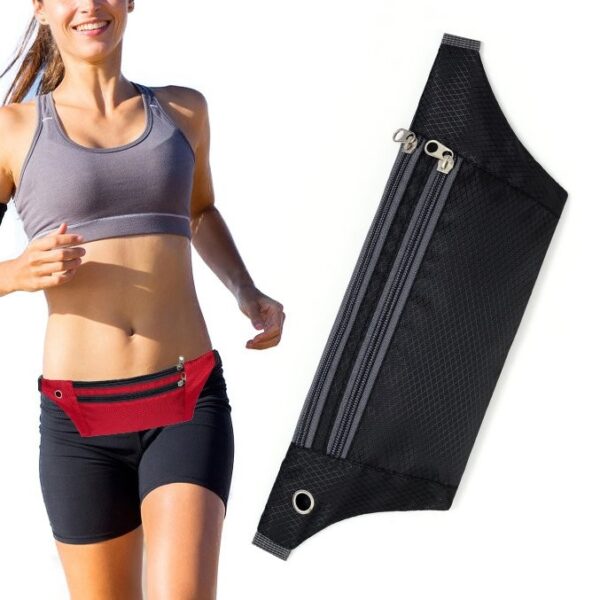 A waist bag for a phone with an output for headphones black 9111201899186