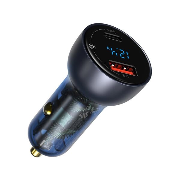 Car charger Baseus USB Type C 65 W 5 A SCP 4.0 + 3.0 LCD screen (CCKX-C0G) gray 6953156223189