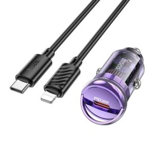 Car charger HOCO Type C + Cable Type C to Apple Lightning 8-pin PD 30W Z53 purple 6942007611275