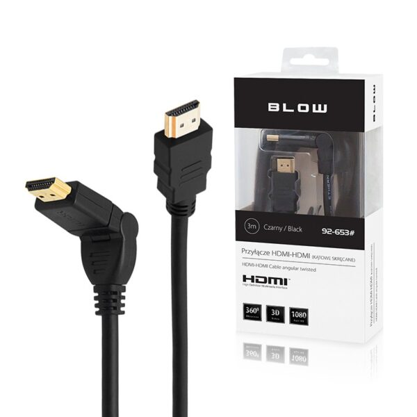 Cable BLOW HDMI - HDMI angular 3m black