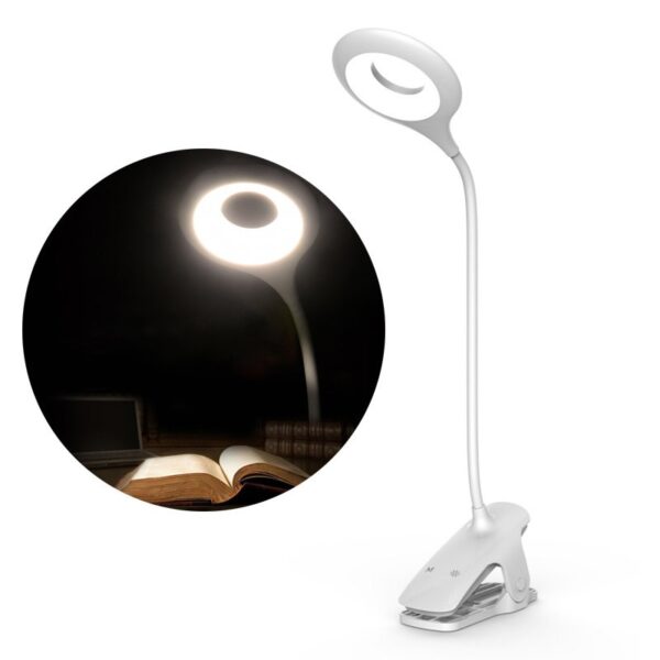 Wireless LED reading lamp with clip + cable micro USB white 9145576237595