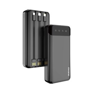 Power bank Dudao with 3 cables 20000mAh USB Type C + micro USB + Lightning (Dudao K6Pro+) black 6973687243449