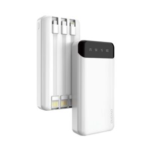 Power bank Dudao with 3 cables 20000mAh USB Type C + micro USB + Lightning (Dudao K6Pro+) white 6973687243432