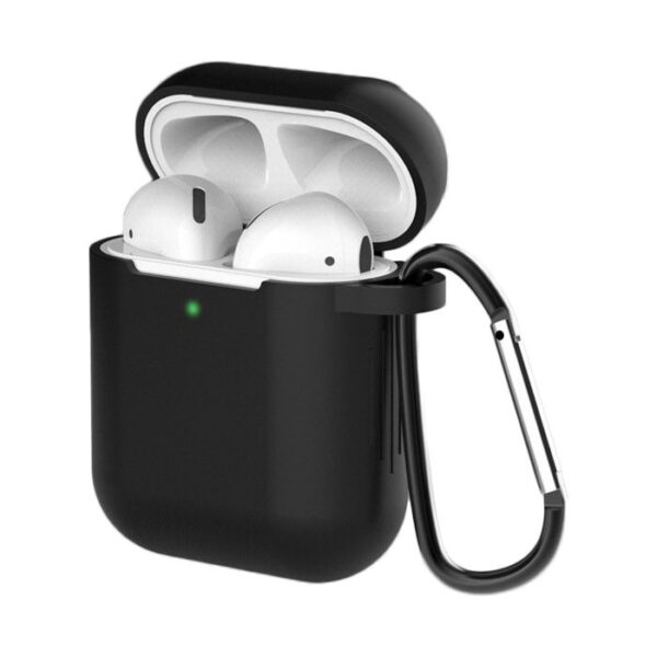 AirPods 2/ AirPods 1 silicone case with a carabiner black 9145576238516