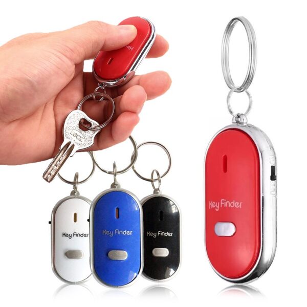 Whistle-reacting key finder with built-in flashlight