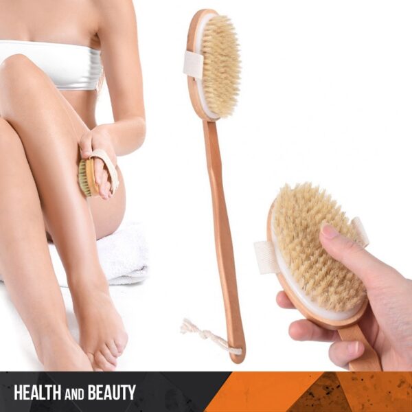 Body massage brush with long handle