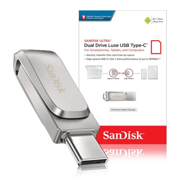 Pendrive SanDisk 128GB USB-C Ultra Dual Drive Luxe 150 MB/s metal 619659179069