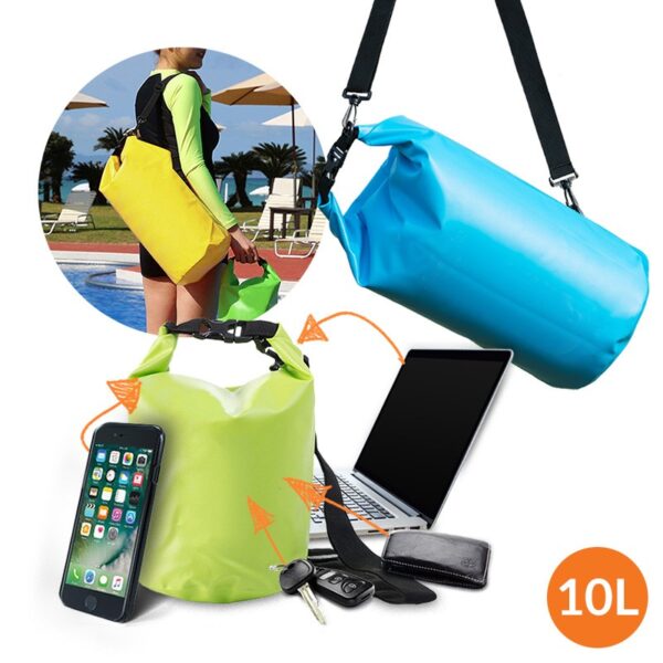 Waterproof bag 10l for packing mobile phones, cameras, tablets, laptops (mix of colors)