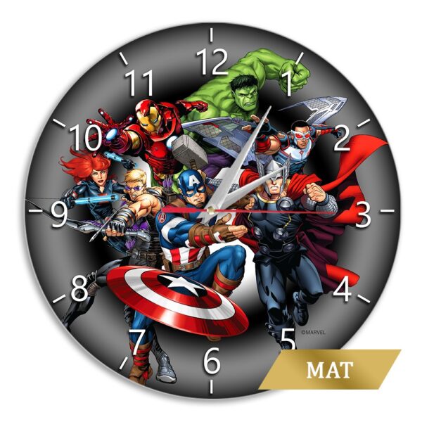 Matt Wall Clock Avengers 003 black