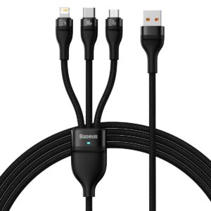 USB cable Baseus Flash Series II USB Type C / Lightning / micro USB 100W 1.2m (CASS030001) black 6932172608712