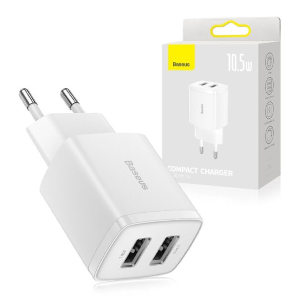 Charger Baseus Compact 2x USB 10.5W white (CCXJ010202) 6932172606916