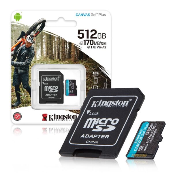 Memory card Kingston micro SDXC Canvas Go! Plus (512GB | class 10 | UHS-I | 170 MB/s) + adapter 740617301328