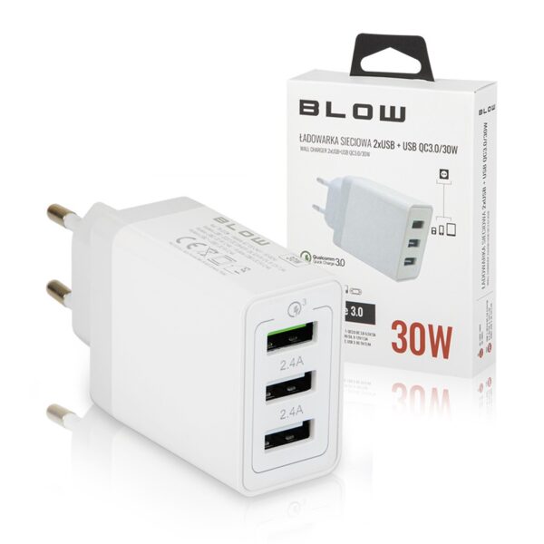 TRAVEL CHARGER BLOW WITH 3xUSB PORT QC3.0 30W