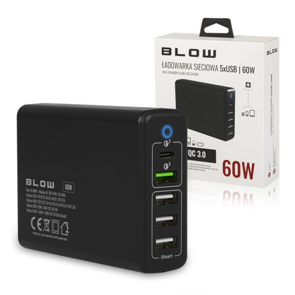 TRAVEL CHARGER BLOW WITH 5xUSB PORT QC3.0 60W