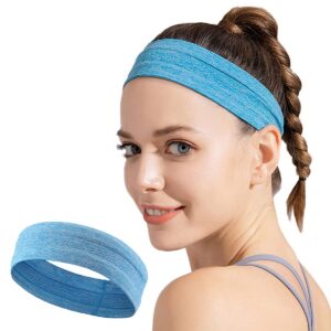 Elastic fabric headband for running fitness blue 9145576257715