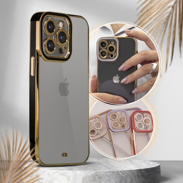 BACK CASE HIGH QUALITY MIRROR FRAME iPhone 12 Pro black with gold frame 9145576252031