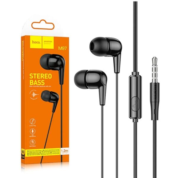 Wired earphones HOCO jack 3.5mm with mic M97 black 6931474771780