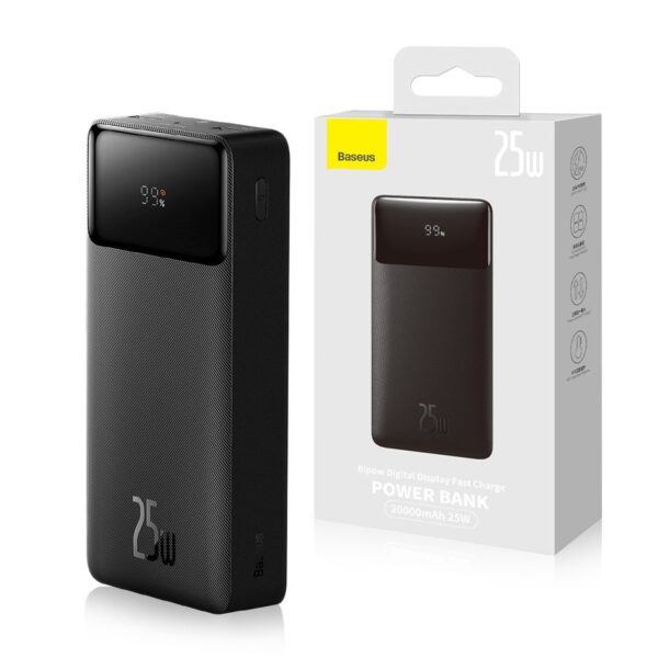 Power bank Baseus Bipow 20000mAh 2xUSB Type C 25W Quick Charge AFC FCP (PPBD020301) black 6932172604967