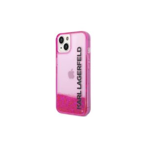 Karl Lagerfeld iPhone 14 Pro (6.1') KLHCP14LLCKVF Liquid Glitter Translucent case Elongated Logo pink 3666339091606