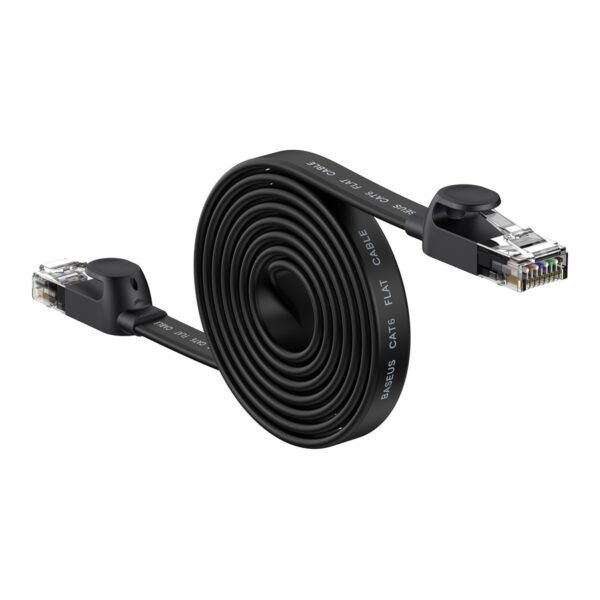 Network cable Baseus Speed Six płaski RJ45 1000Mbps 2m (WKJS000101) black 6932172611316