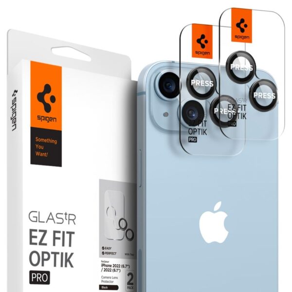 SPIGEN OPTIK.TR ”EZ FIT” CAMERA PROTECTOR 2-PACK IPHONE 14 / 14 PLUS BLACK 8809811866476