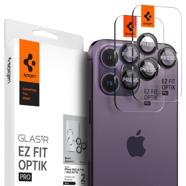 SPIGEN OPTIK.TR ”EZ FIT” CAMERA PROTECTOR 2-PACK IPHONE 14 PRO / 14 PRO MAX BLACK 8809811866407