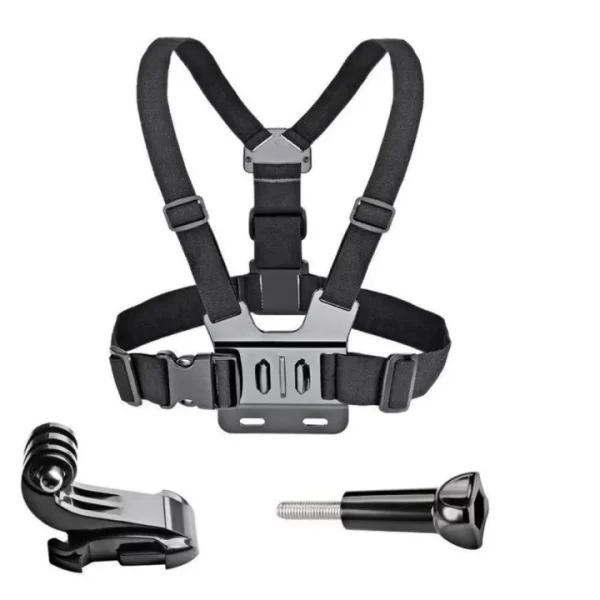 Adjustable sports camera harness with rotating tripod and phone stand 9145576282748