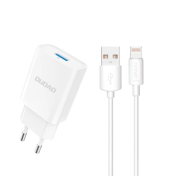 Charger Dudao A4EU USB-A 2.1A + cable USB-A - Lightning white 6976625331956