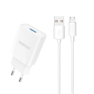 Charger Dudao A4EU USB-A 2.1A + cable USB-A - micro USB white 6976625331963