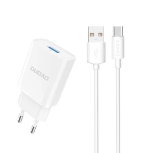 Charger Dudao A4EU USB-A 2.1A + cable USB-A - USB-C white 6976625331970