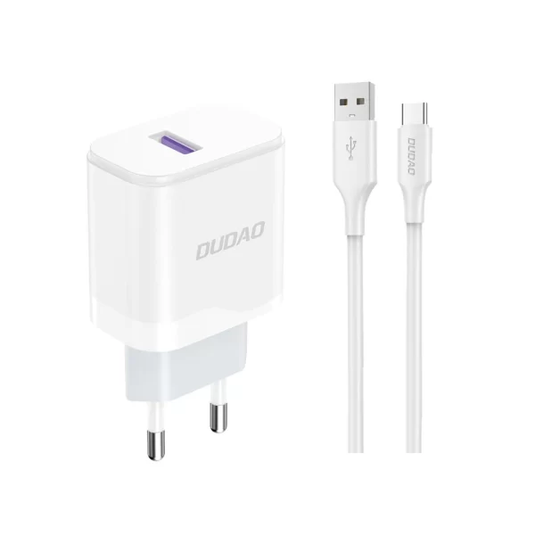 Charger Dudao A20EU USB-A 18W + cable USB-A - USB-C white 6976625332007