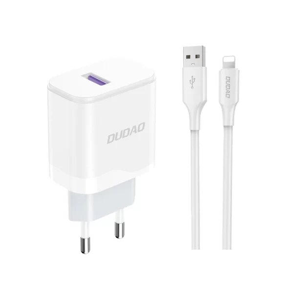 Charger Dudao A20EU USB-A 18W + cable USB-A - Lightning white 6976625331994