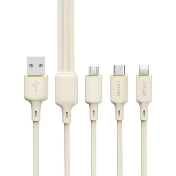 Cable 3in1 Dudao L7SE USB-C 2x USB-C / Lightning 66W 1.2m beige 6976625331055