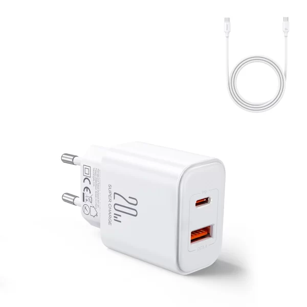 Charger EU Joyroom JR-TCF05 20W USB-A USB-C + cable USB-C white 6941237128782