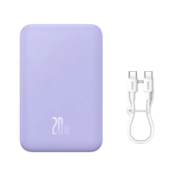 Power bank Baseus Magnetic Mini 20000 mAh 20W + cable USB-C / USB-C purple 6932172628819