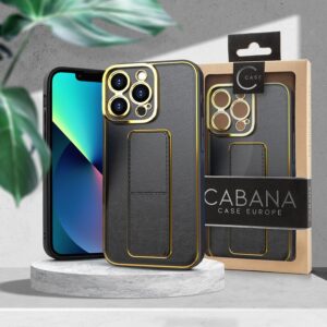 Back Case Cabana Luxury Leather Stand iPhone 13 Pro black 9145576259504