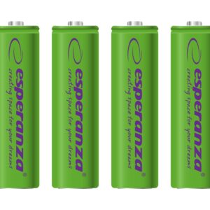 RECHARGEABLE BATTERY ESPERANZA NI-MH AA 2000MAH 4PCS GREEN 5901299923351