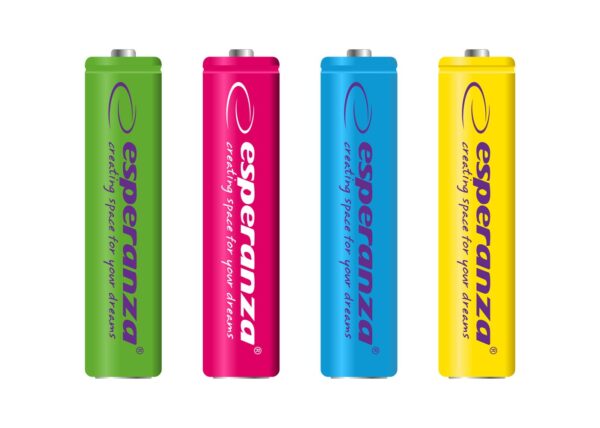 RECHARGEABLE BATTERY ESPERANZA NI-MH AAA 1000MAH 4PCS COLOR MIX 5901299923436