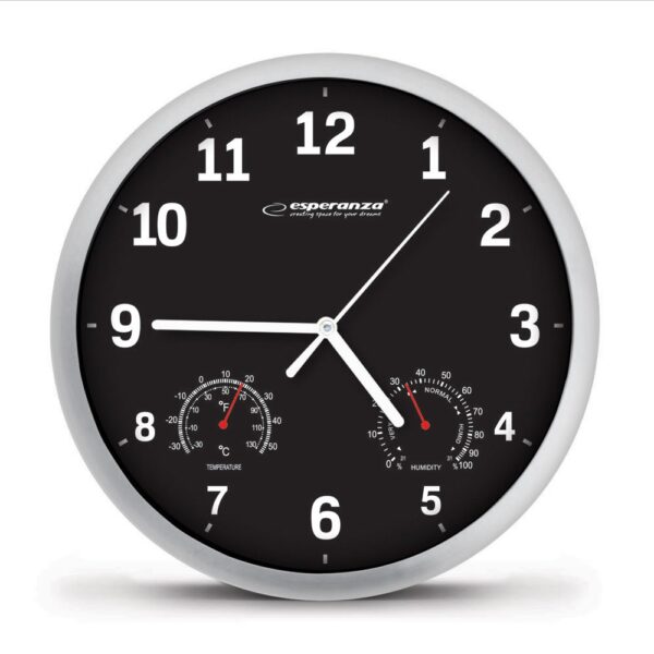 WALL CLOCK ESPERANZA LYON BLACK 5901299930069