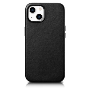 Case iCarer Leather made of natural leather with MagSafe iPhone 14 Plus black 6975092685296