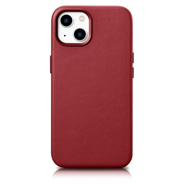 Case iCarer Leather made of natural leather with MagSafe iPhone 14 Plus red 6975092685319