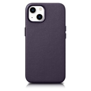 Case iCarer Leather made of natural leather with MagSafe iPhone 14 Plus dark purple 6975092685326