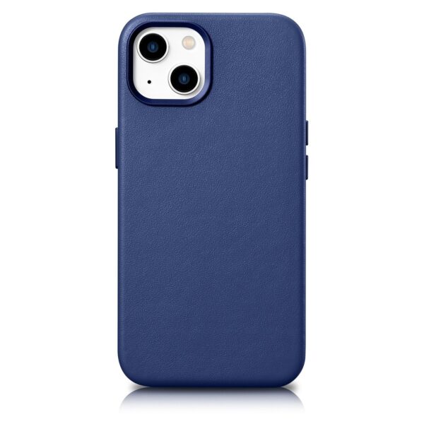 Case iCarer Leather made of natural leather with MagSafe iPhone 14 Plus blue 6975092685340