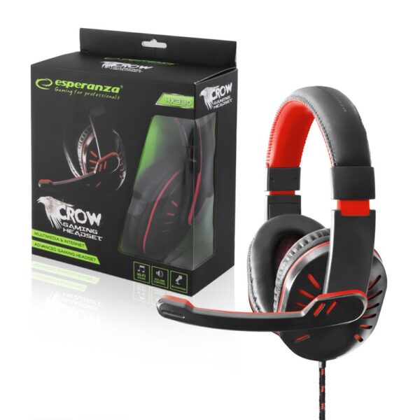 HEADSET GAMING WITH MICROPHONE ESPERANZA EGH330R CROW RED 5901299928950