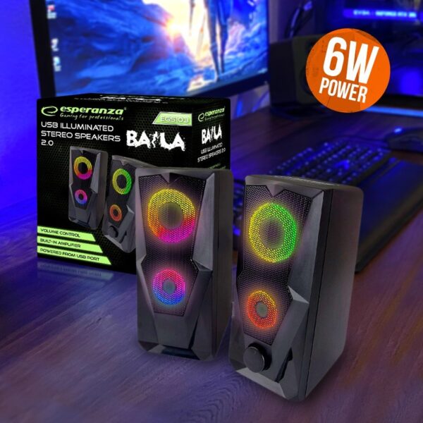 SPEAKERS 2.0 USB LED RAINBOW ESPERANZA BAILA 5901299944912