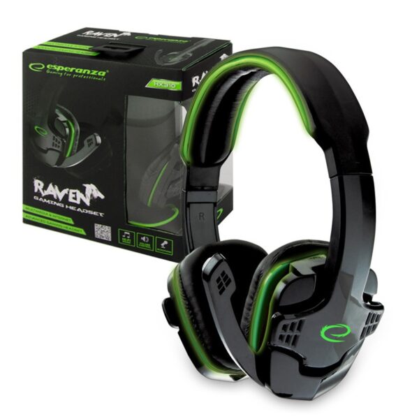 HEADSET GAMING WITH MICROPHONE ESPERANZA EGH310G RAVEN GREEN 5901299925928