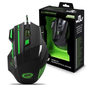 MOUSE GAMING LED 7D OPTIC USB ESPERANZA EGM201G WOLF GREEN 5901299925430