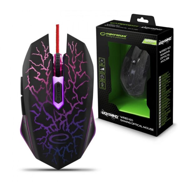 MOUSE GAMING LED 6D OPTIC USB ESPERANZA EGM211R LIGHTNING 5901299925560